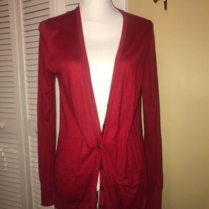 Loft red long cardigan